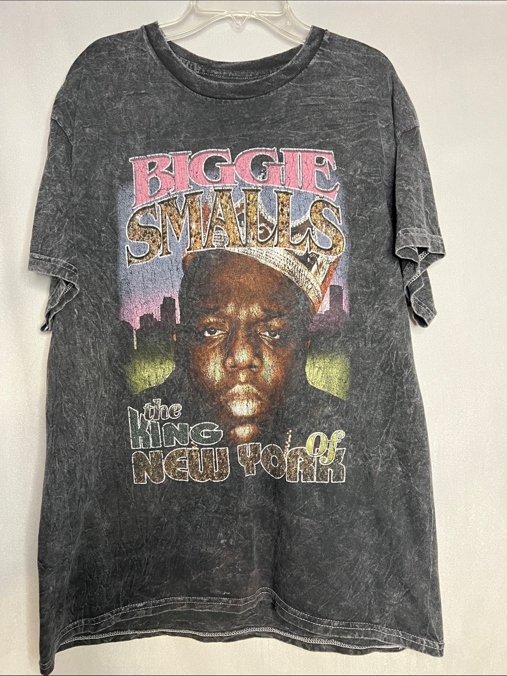 Biggie Smalls Ladies Large Graphic Tee Cotton - Black Vintage Wash PTP 21”